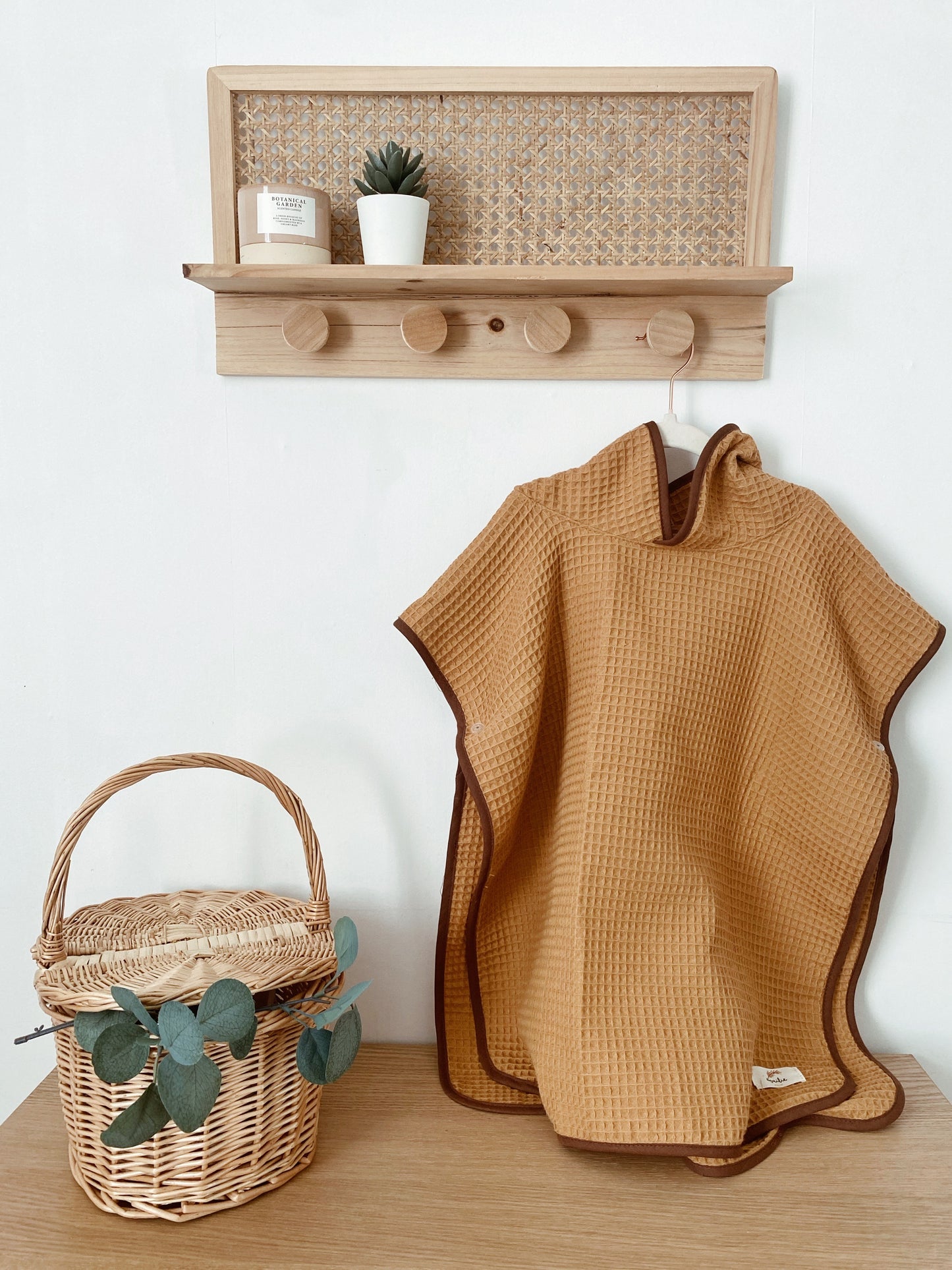 Poncho de bain à capuche en nid d'abeille