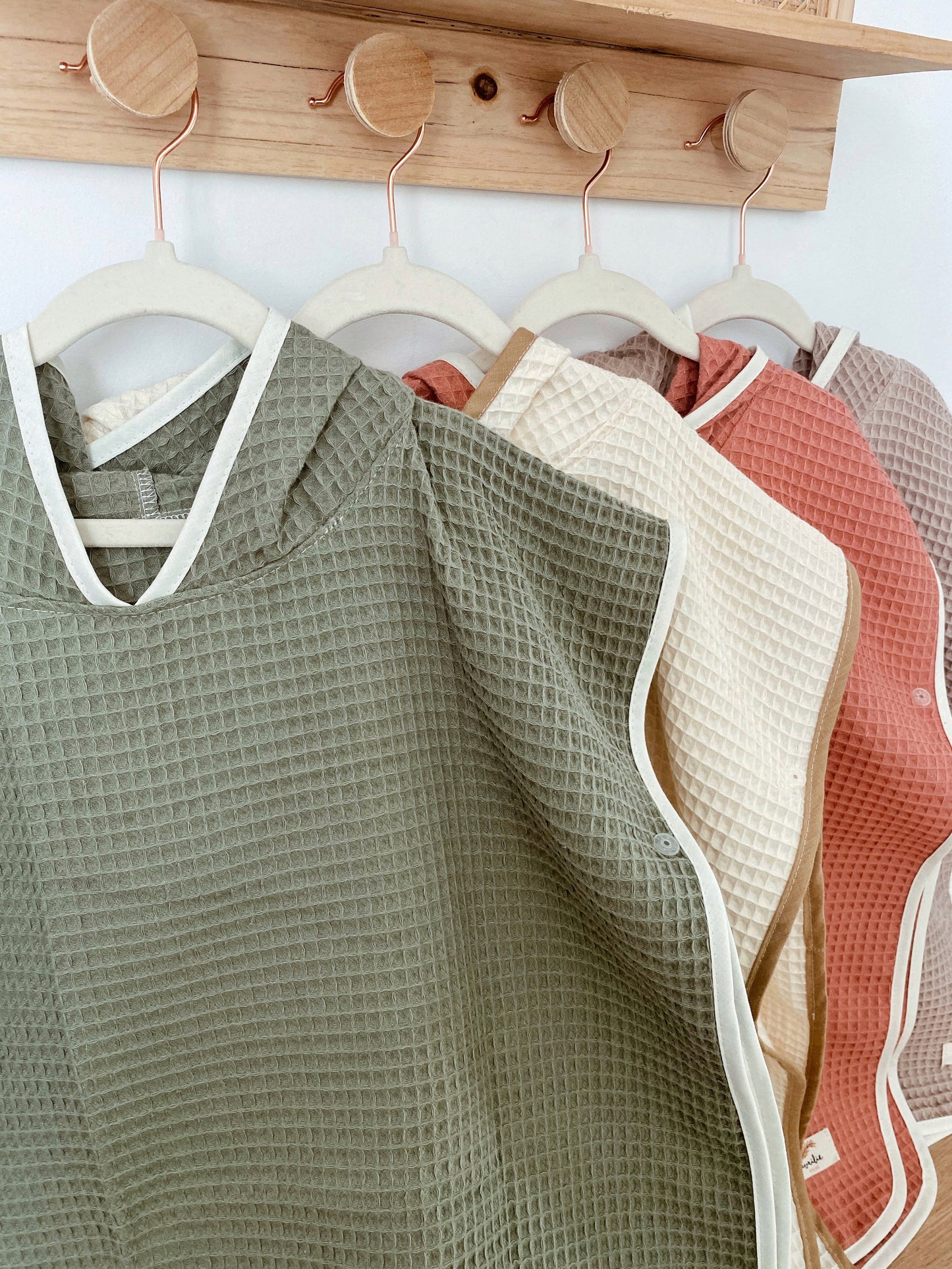 Poncho de bain à capuche en nid d'abeille