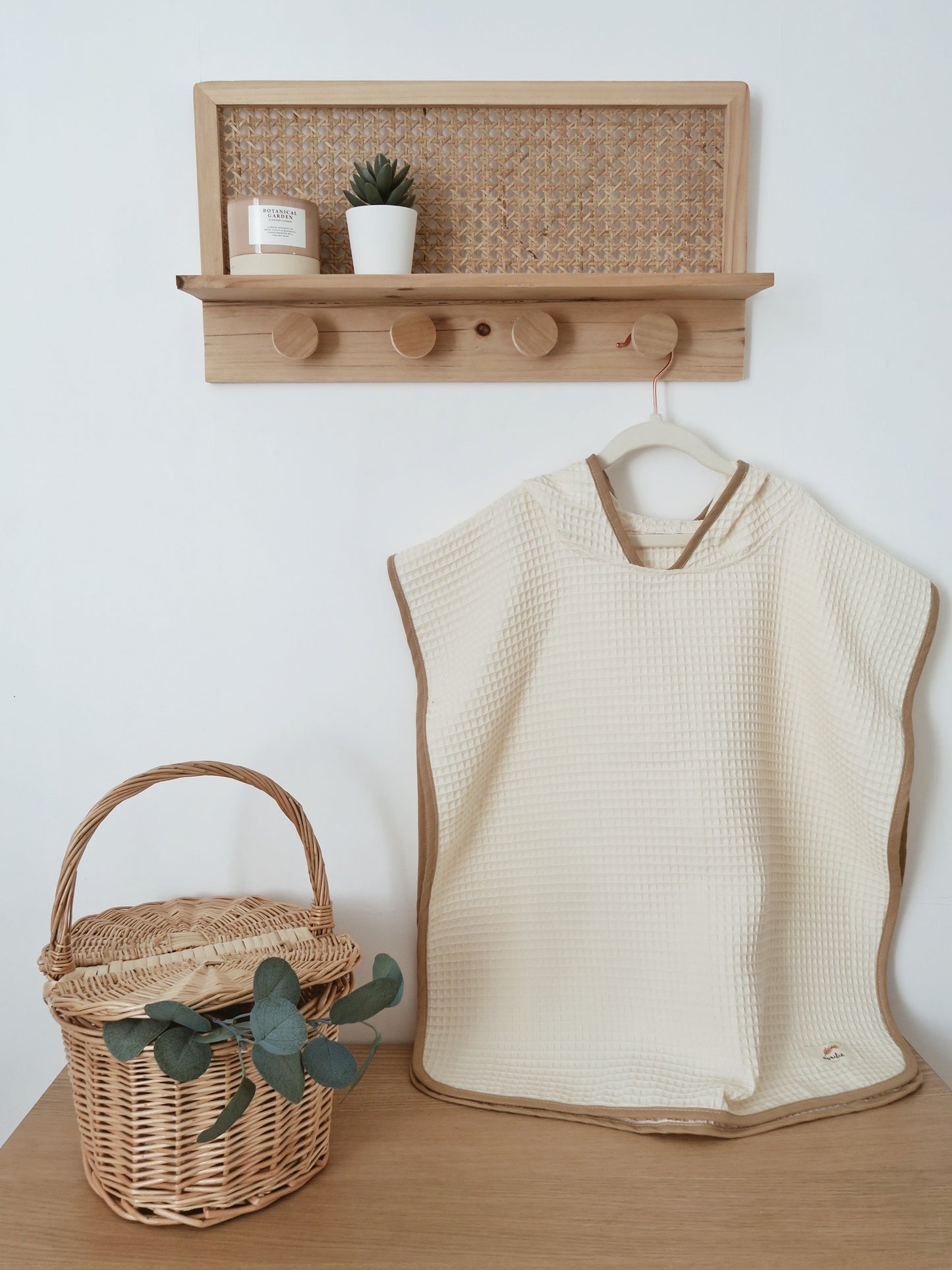 Poncho de bain à capuche en nid d'abeille