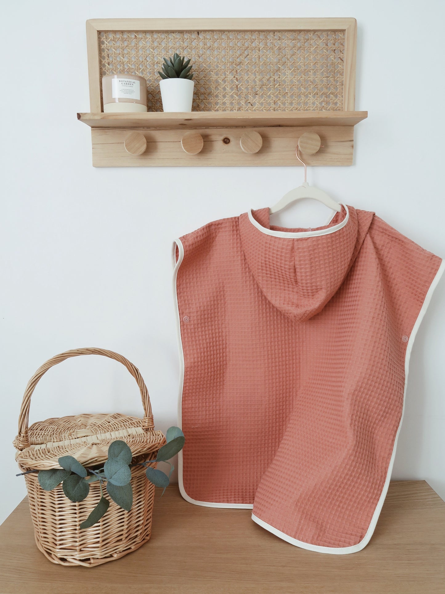 Poncho de bain à capuche en nid d'abeille