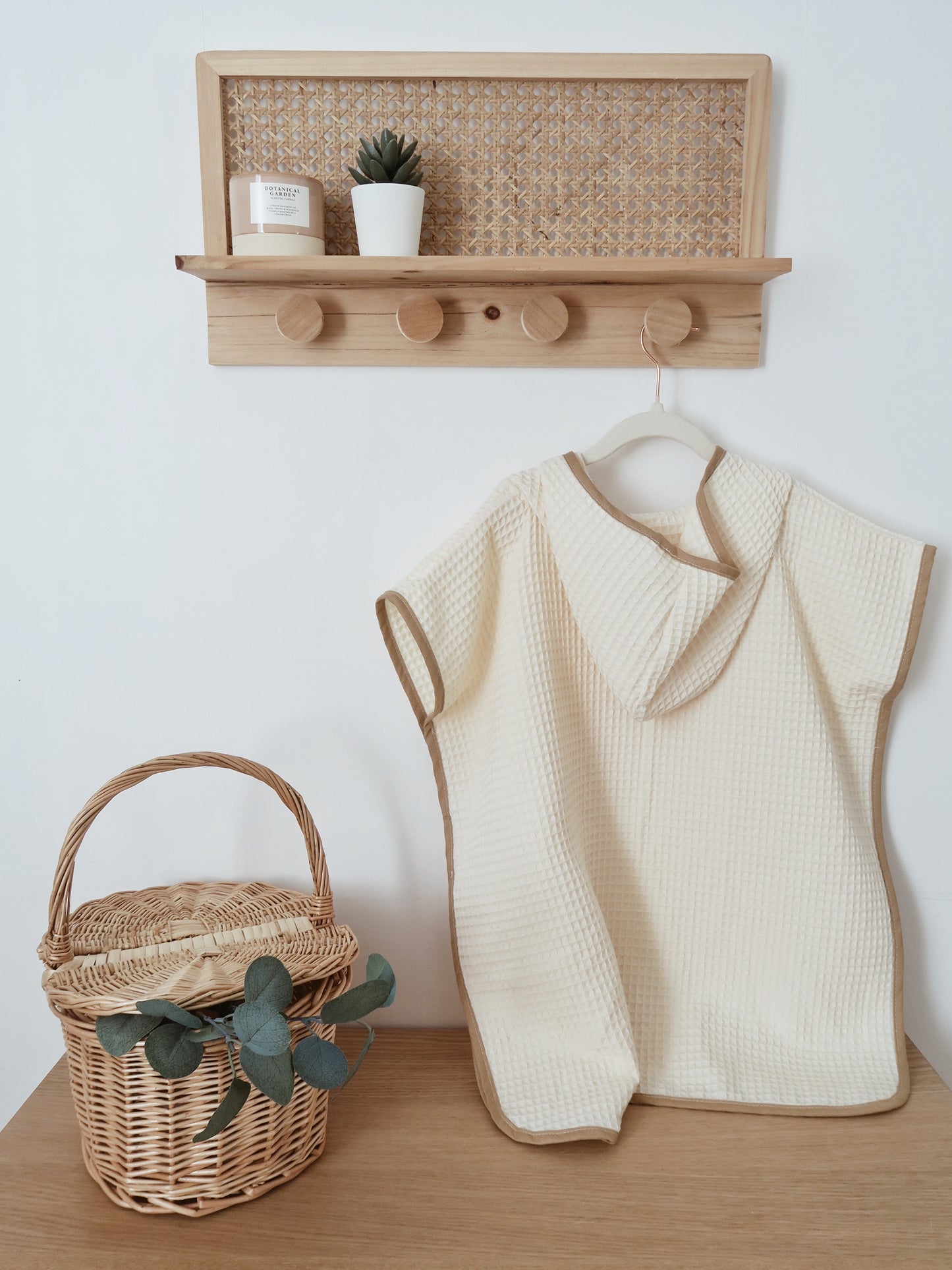 Poncho de bain à capuche en nid d'abeille