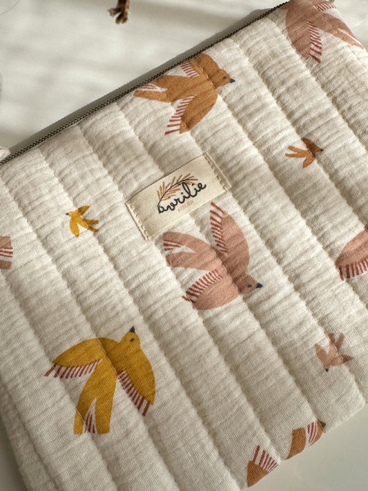 Pochette plate en gaze de coton HIRONDELLES
