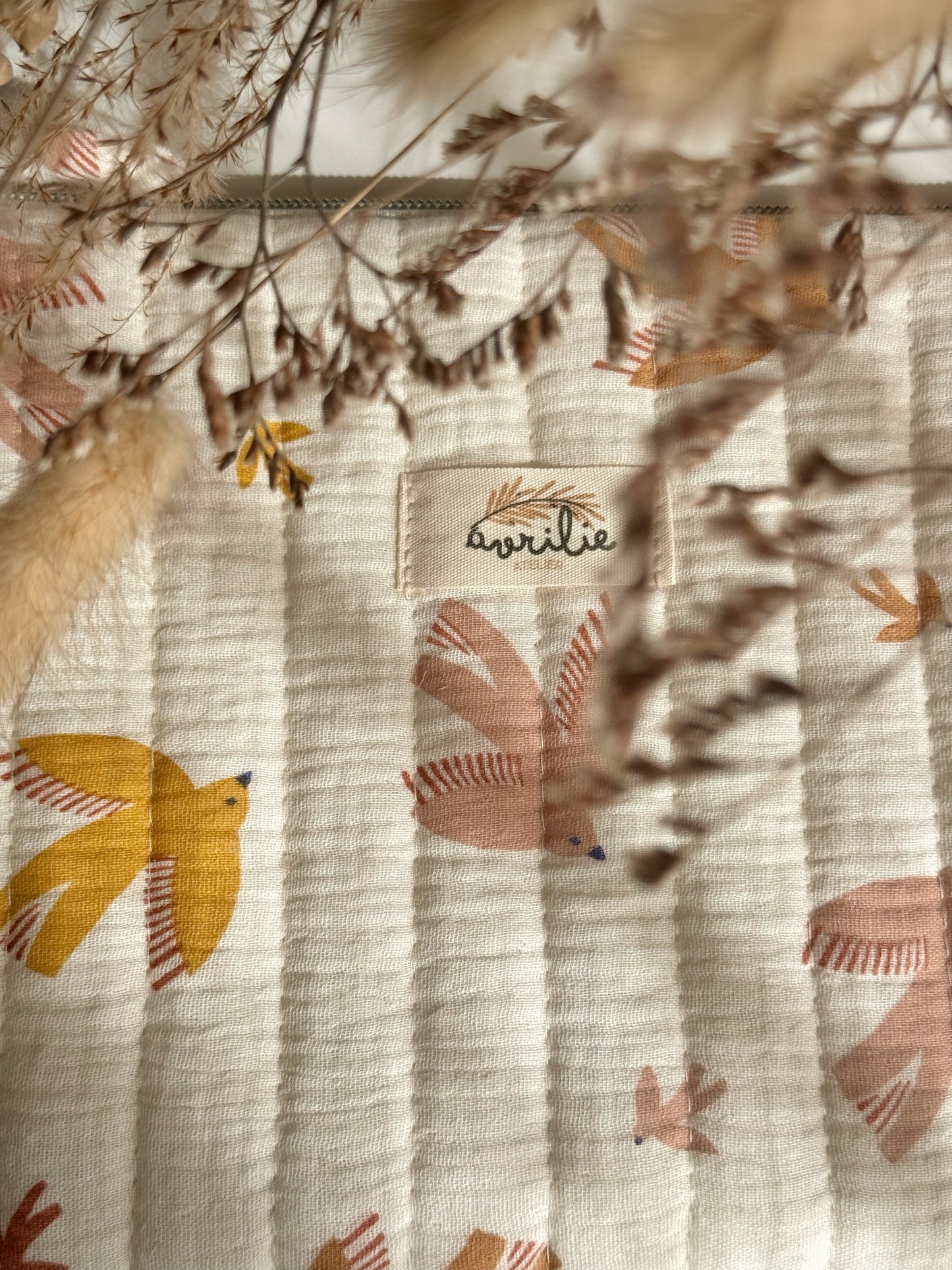 Pochette plate en gaze de coton HIRONDELLES