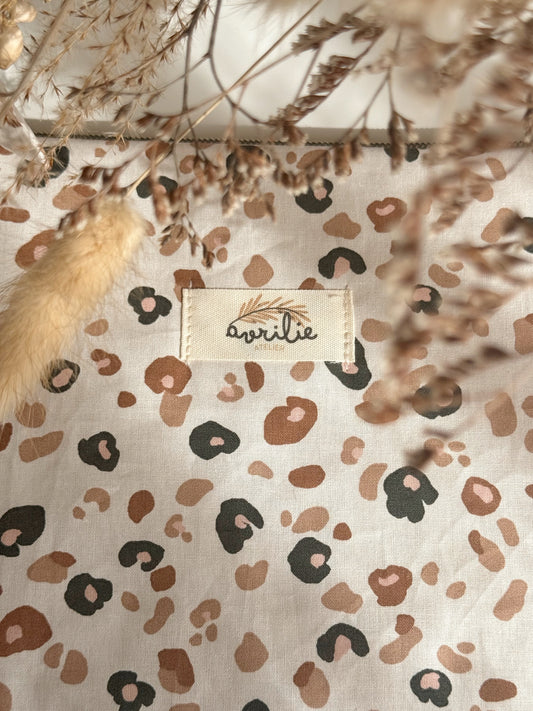 Pochette plate en coton LÉOPARD