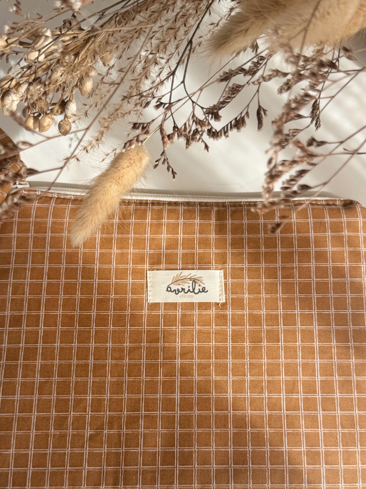 Pochette plate en coton CARREAUX CAMEL