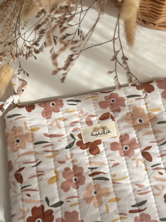 Pochette plate en popeline de coton FLOWER PARTY