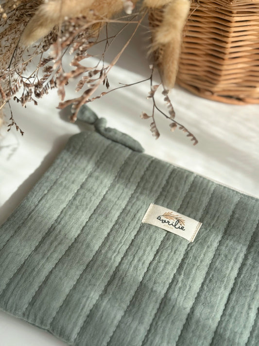 Pochette plate en gaze de coton KAKI