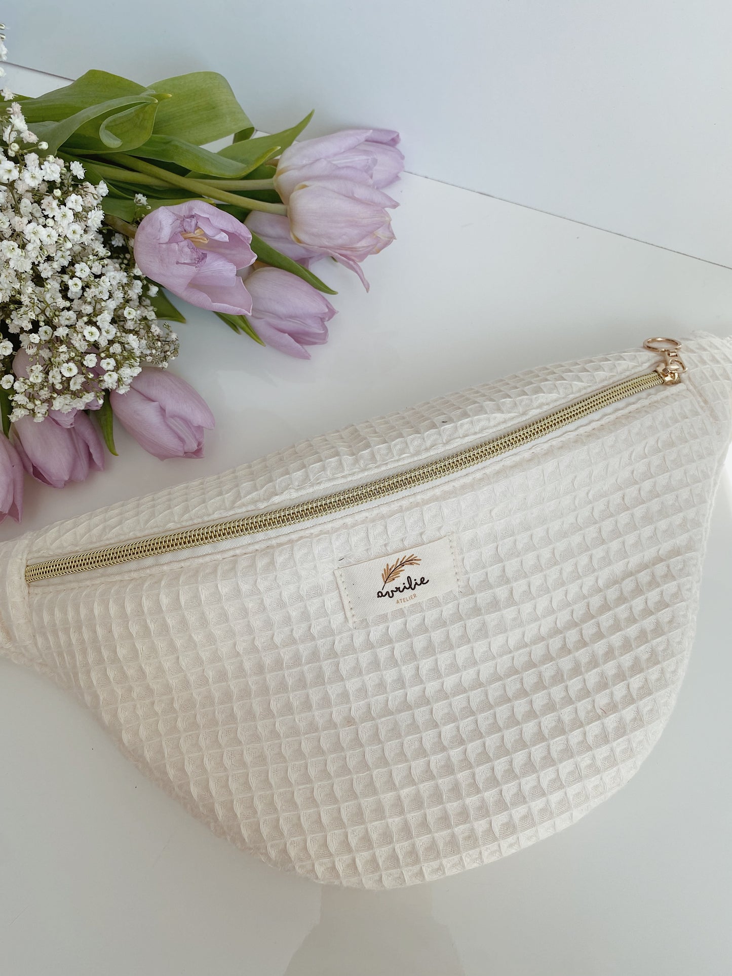 Sac banane en nid d'abeille ECRU