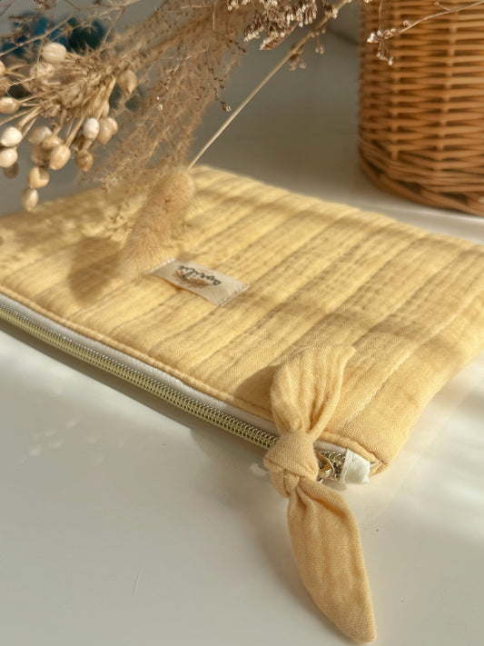 Pochette plate en gaze de coton VANILLE