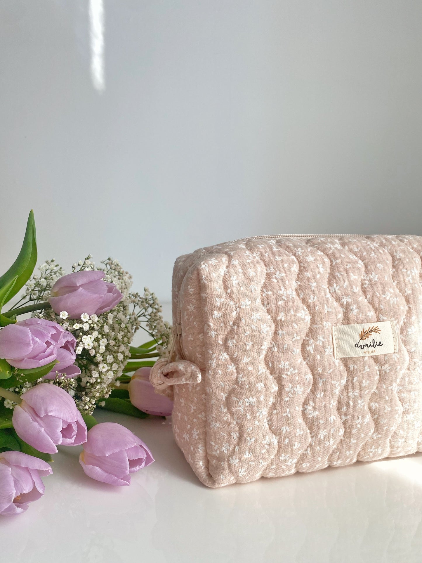 Trousse de toilette matelassée FLEUR DE COTON