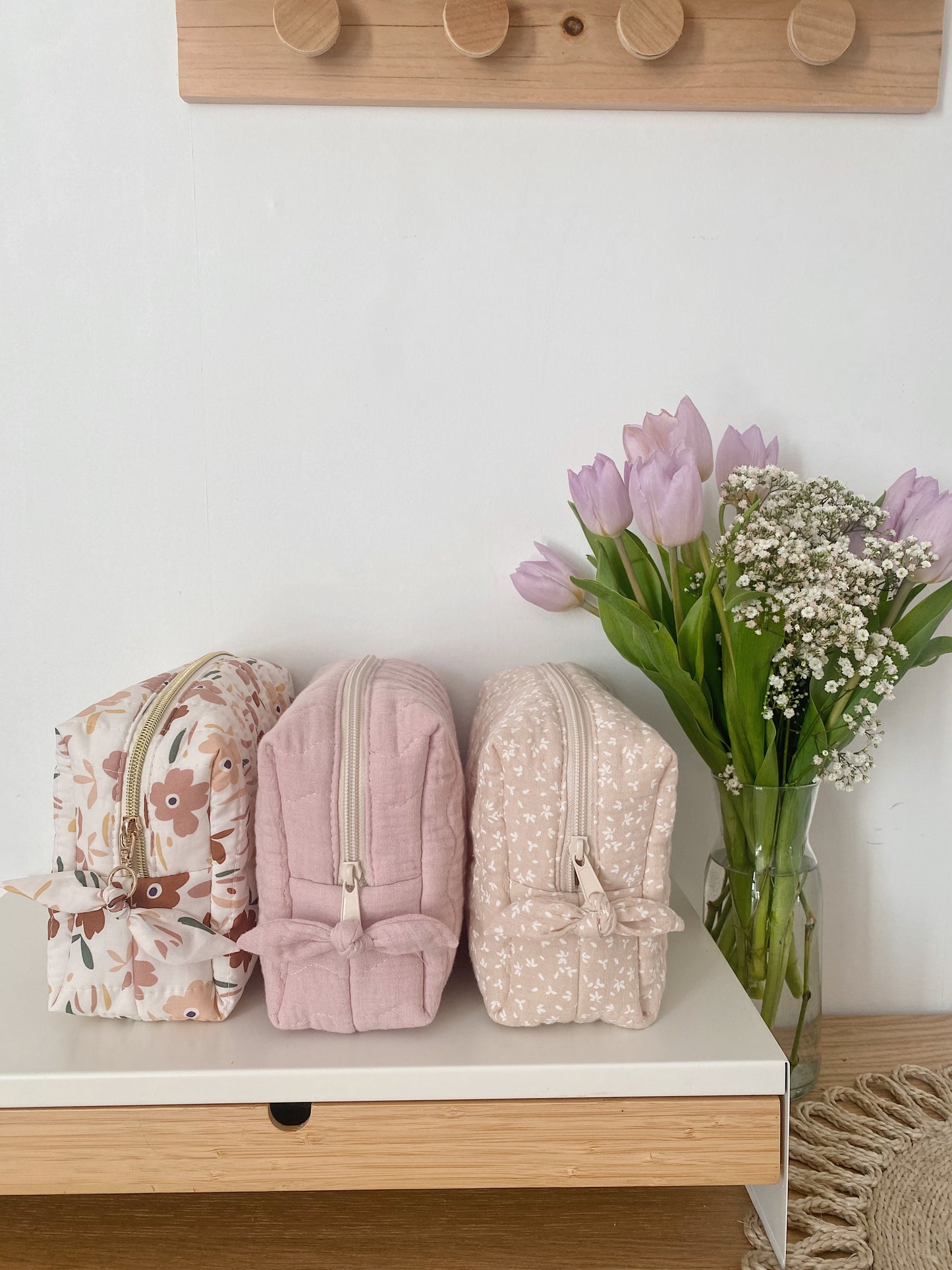 Trousse de toilette matelassée FLEUR DE COTON