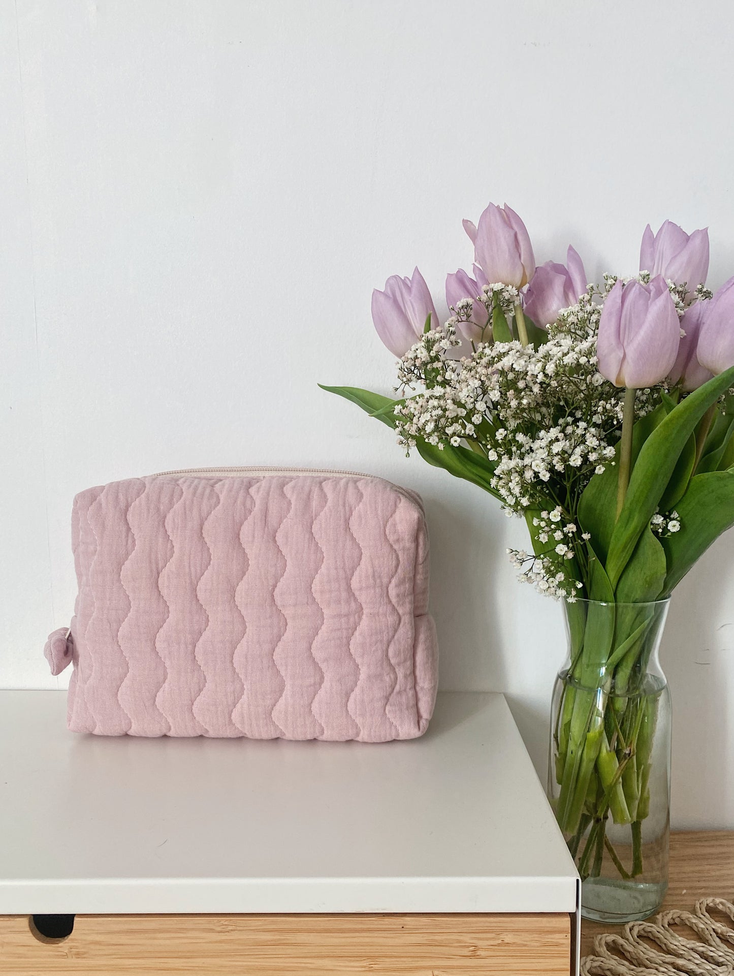 Trousse de toilette matelassée VIEUX ROSE