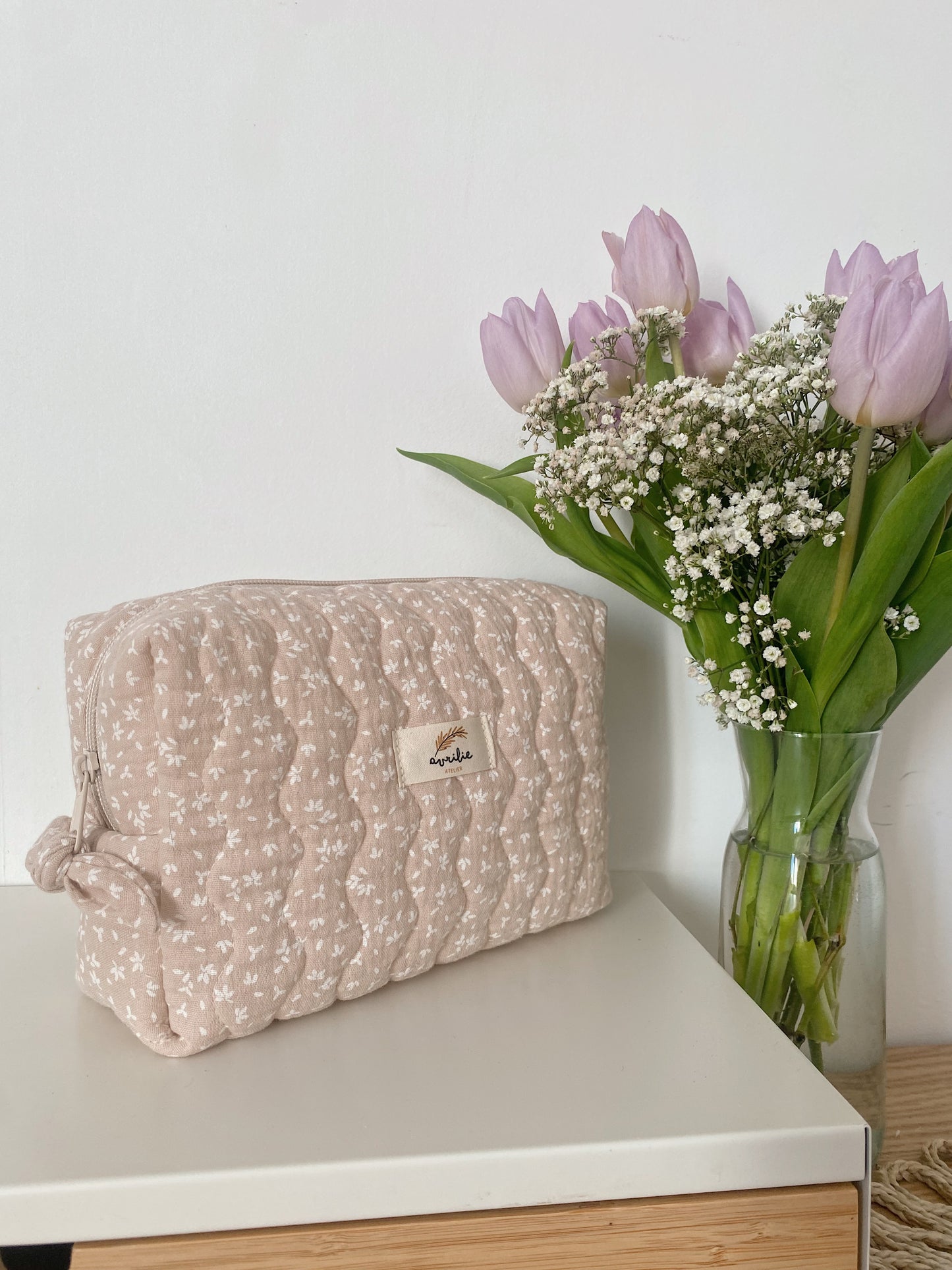 Trousse de toilette matelassée FLEUR DE COTON