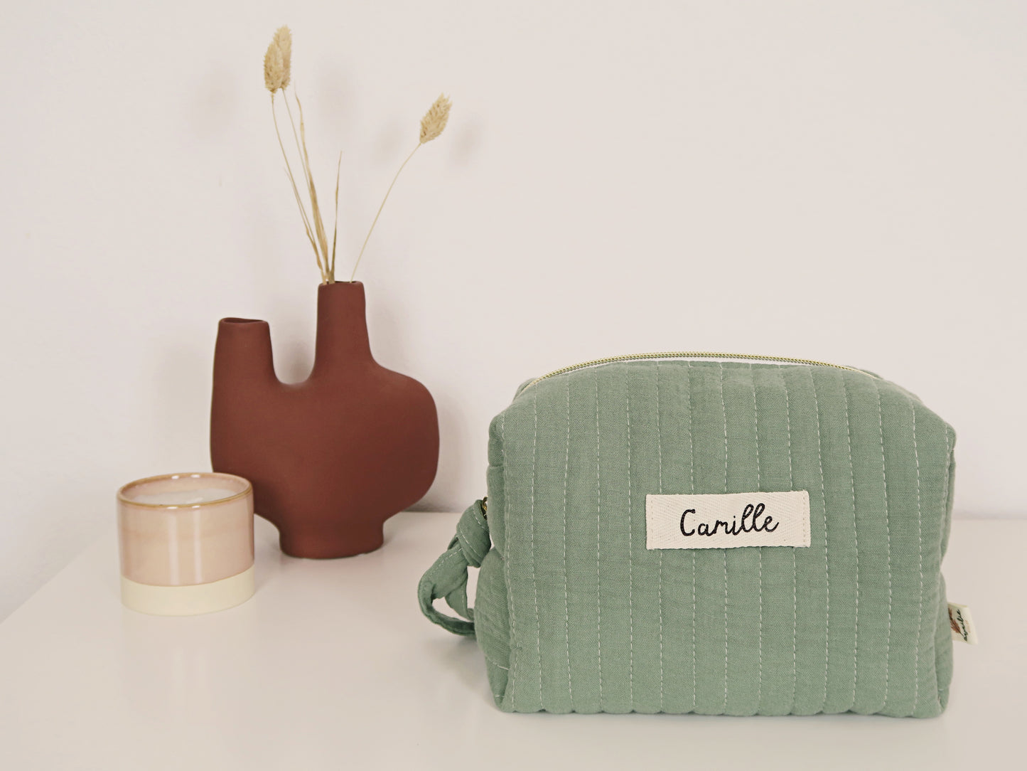 Trousse de toilette matelassée KAKI