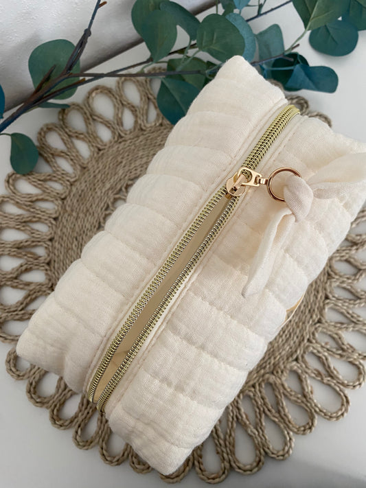 Quilted toiletry bag ECRU