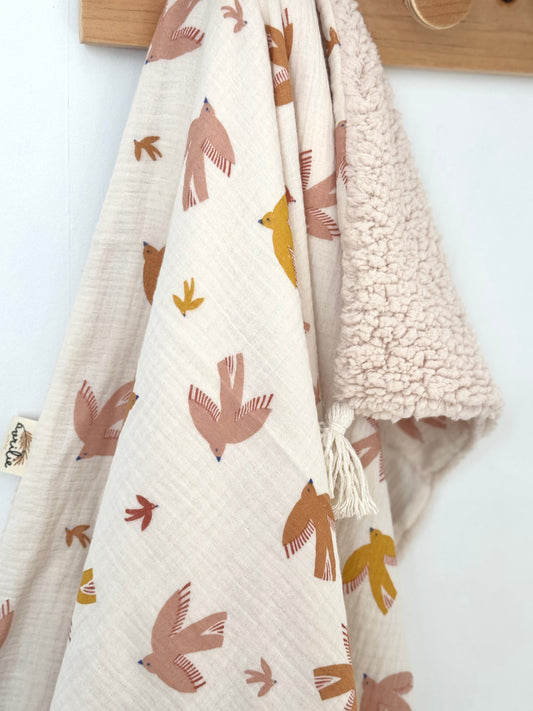 Couverture bébé en coton HIRONDELLES