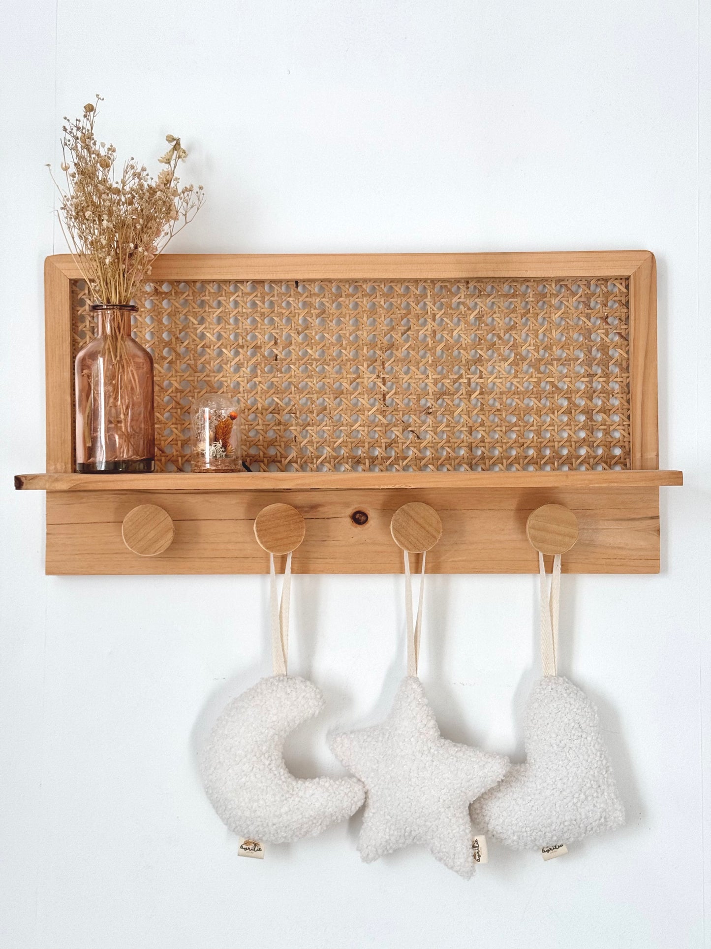 Peluche lune, étoile, cœur en Teddy bouclette ÉCRU