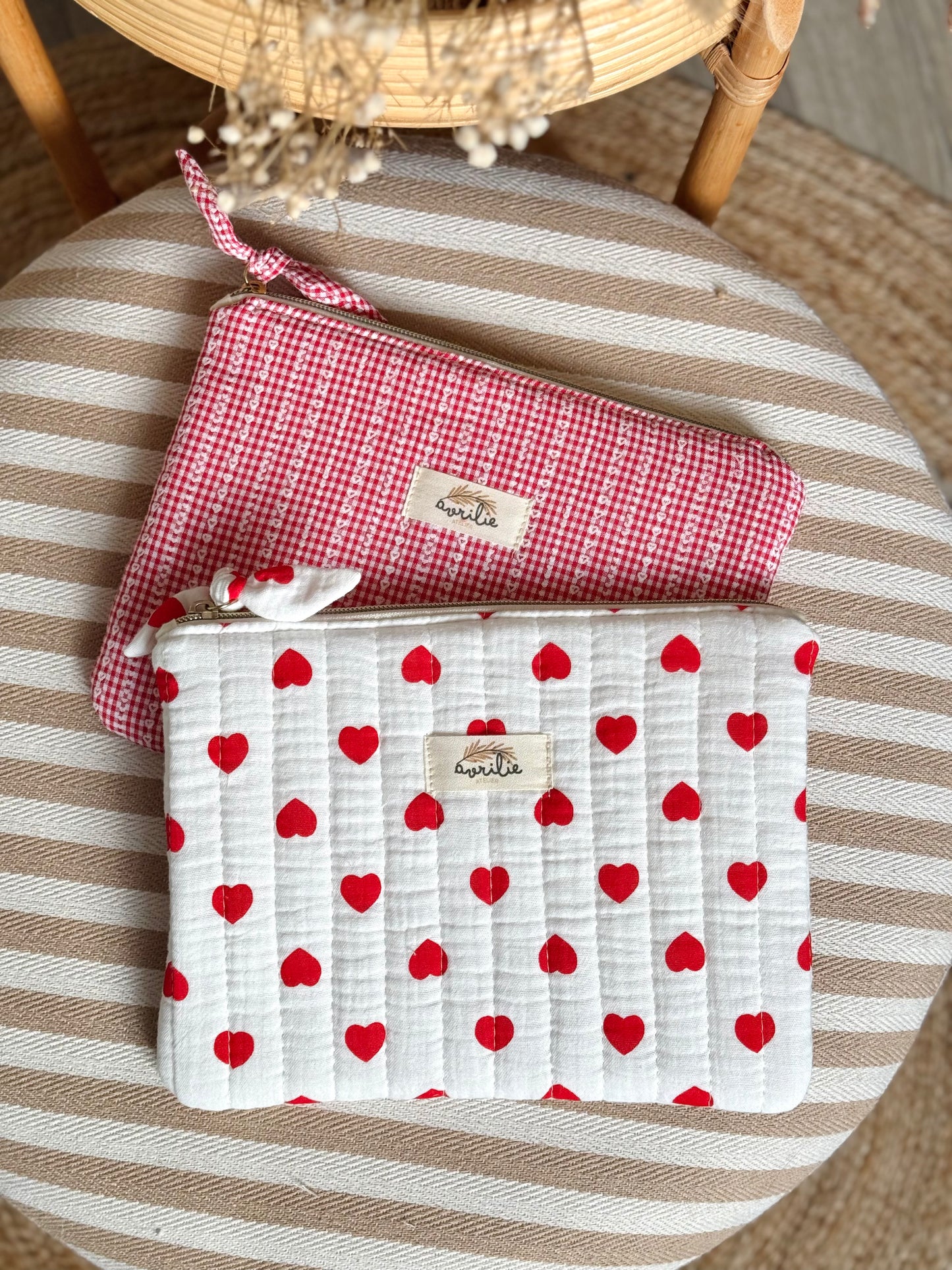 Pochette plate VICHY MINI COEURS
