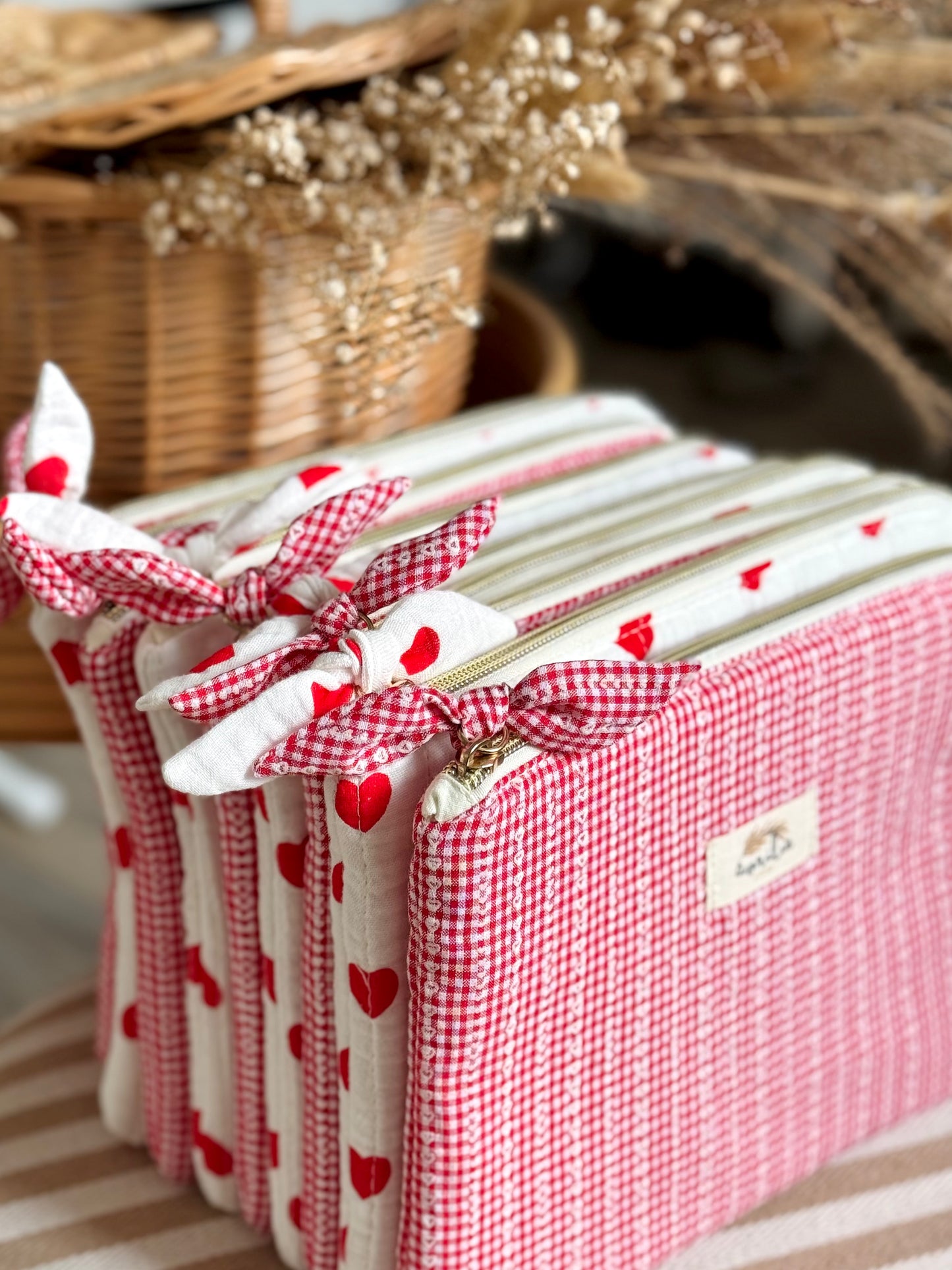 Pochette plate VICHY MINI COEURS