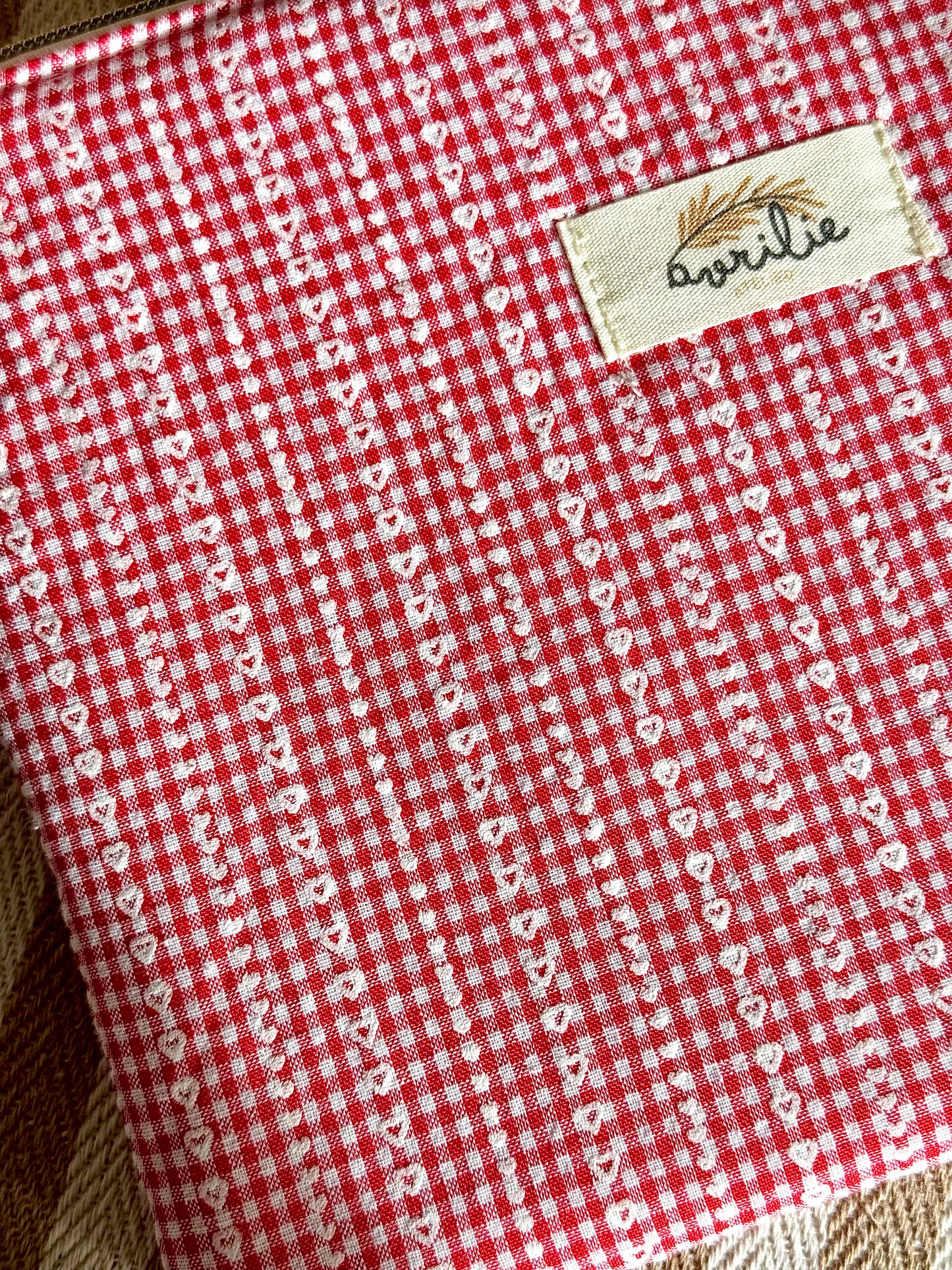 Pochette plate VICHY MINI COEURS