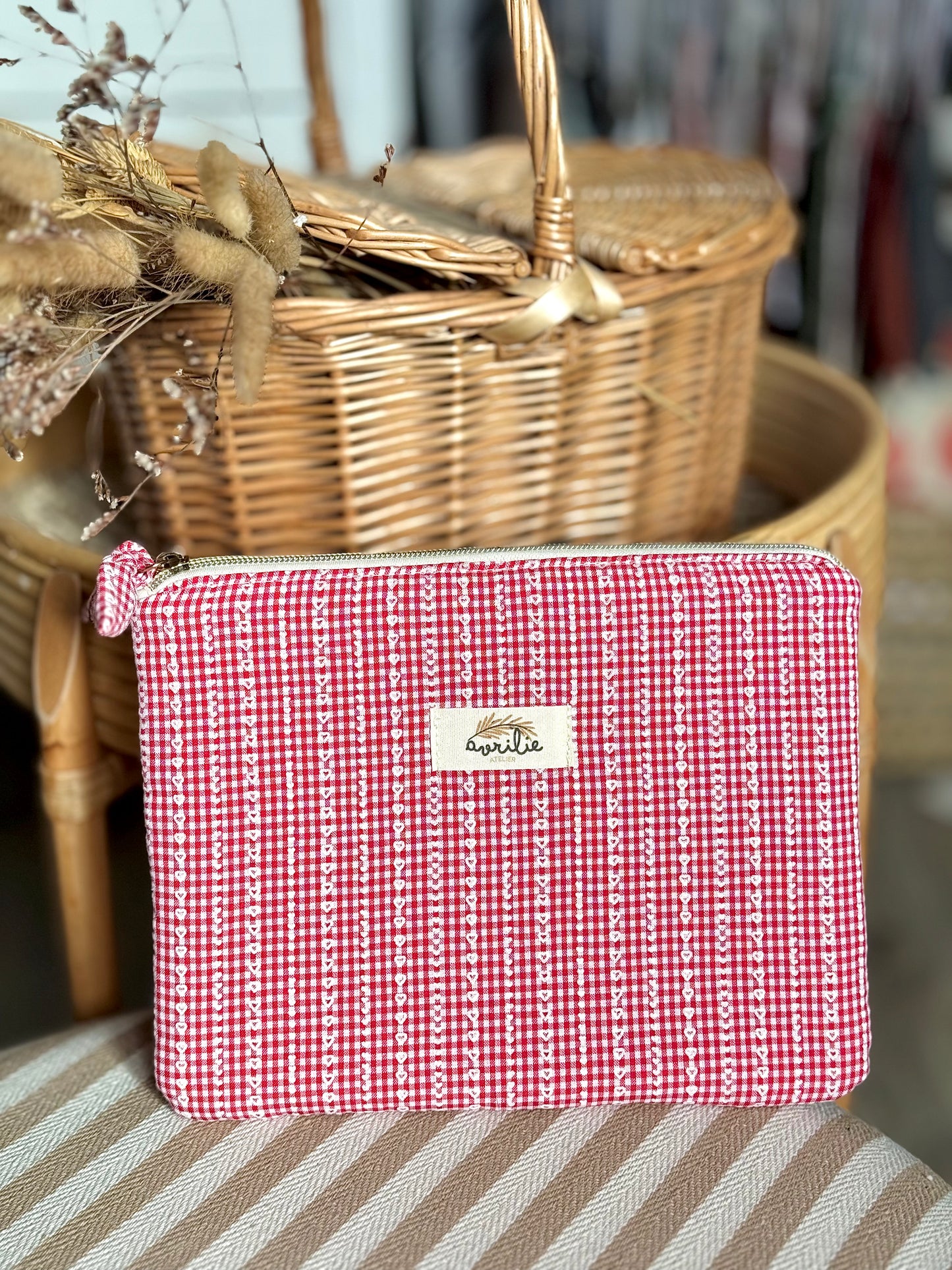 Pochette plate VICHY MINI COEURS