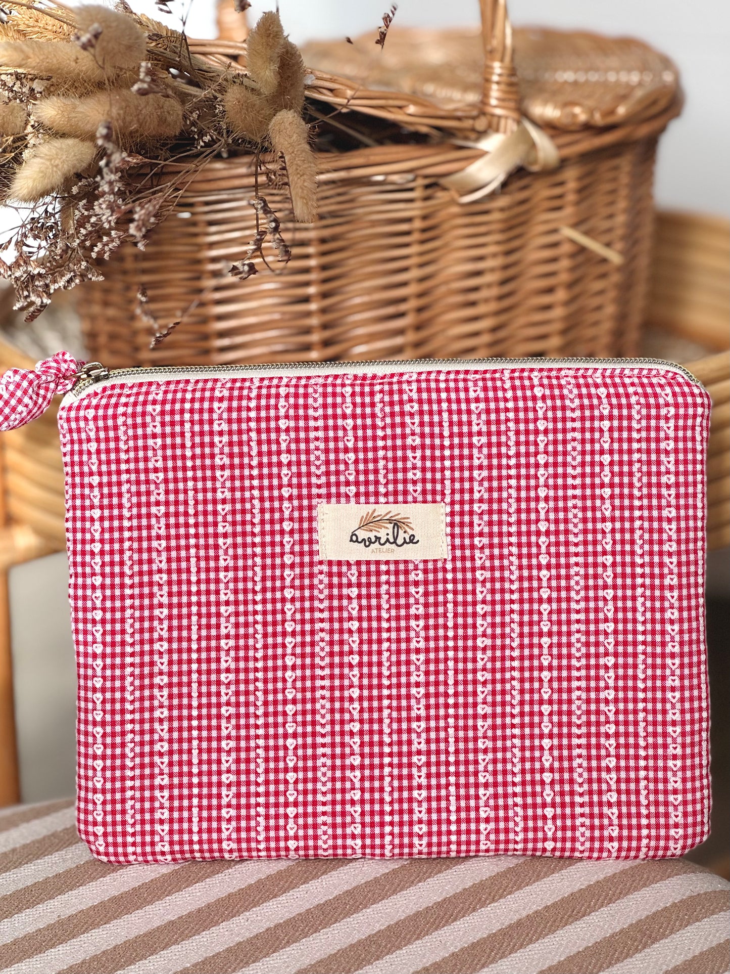 Pochette plate VICHY MINI COEURS