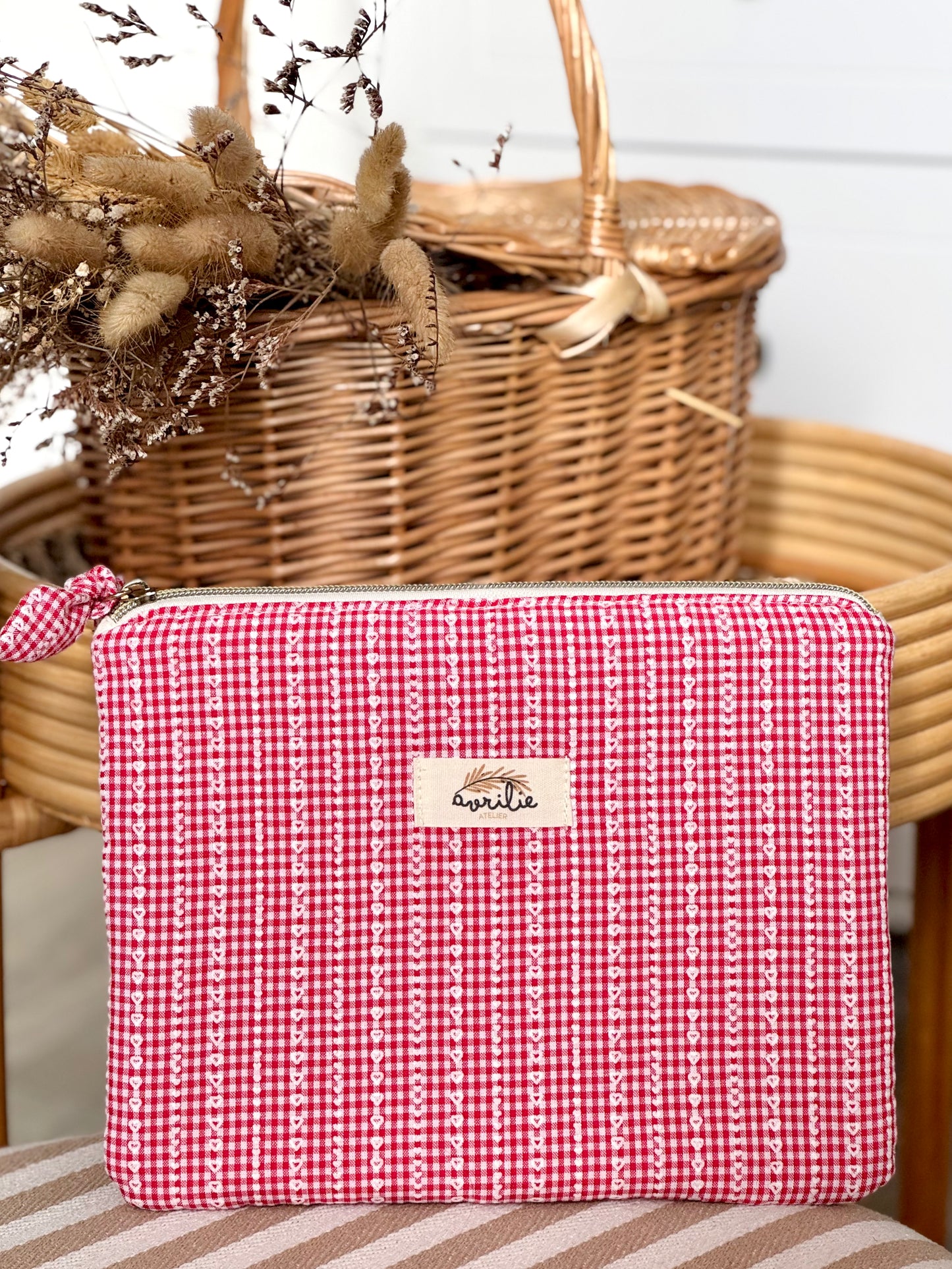 Pochette plate VICHY MINI COEURS