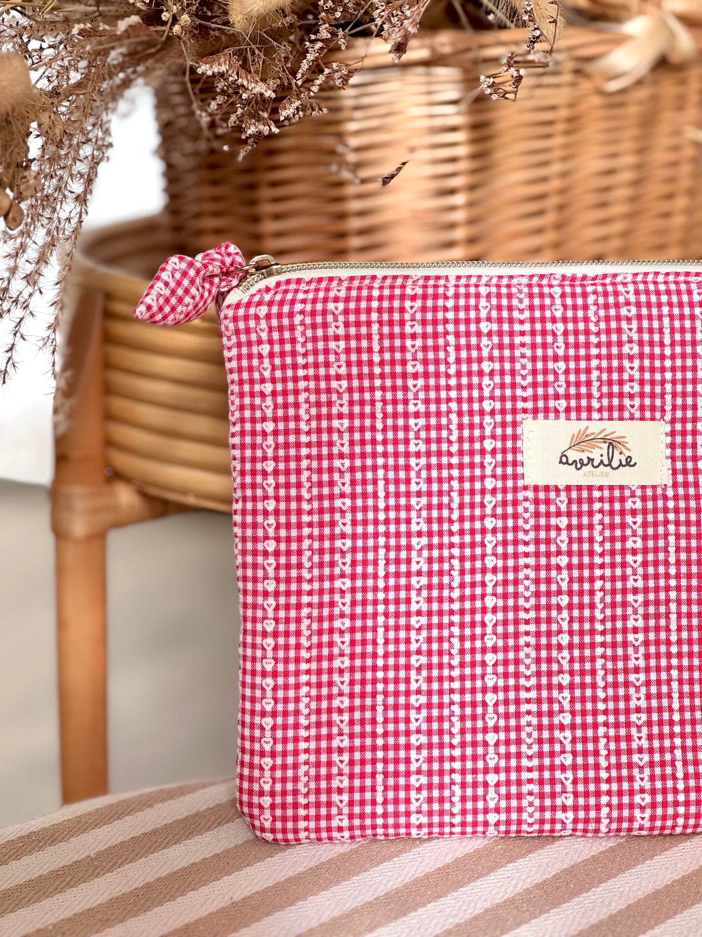 Pochette plate VICHY MINI COEURS