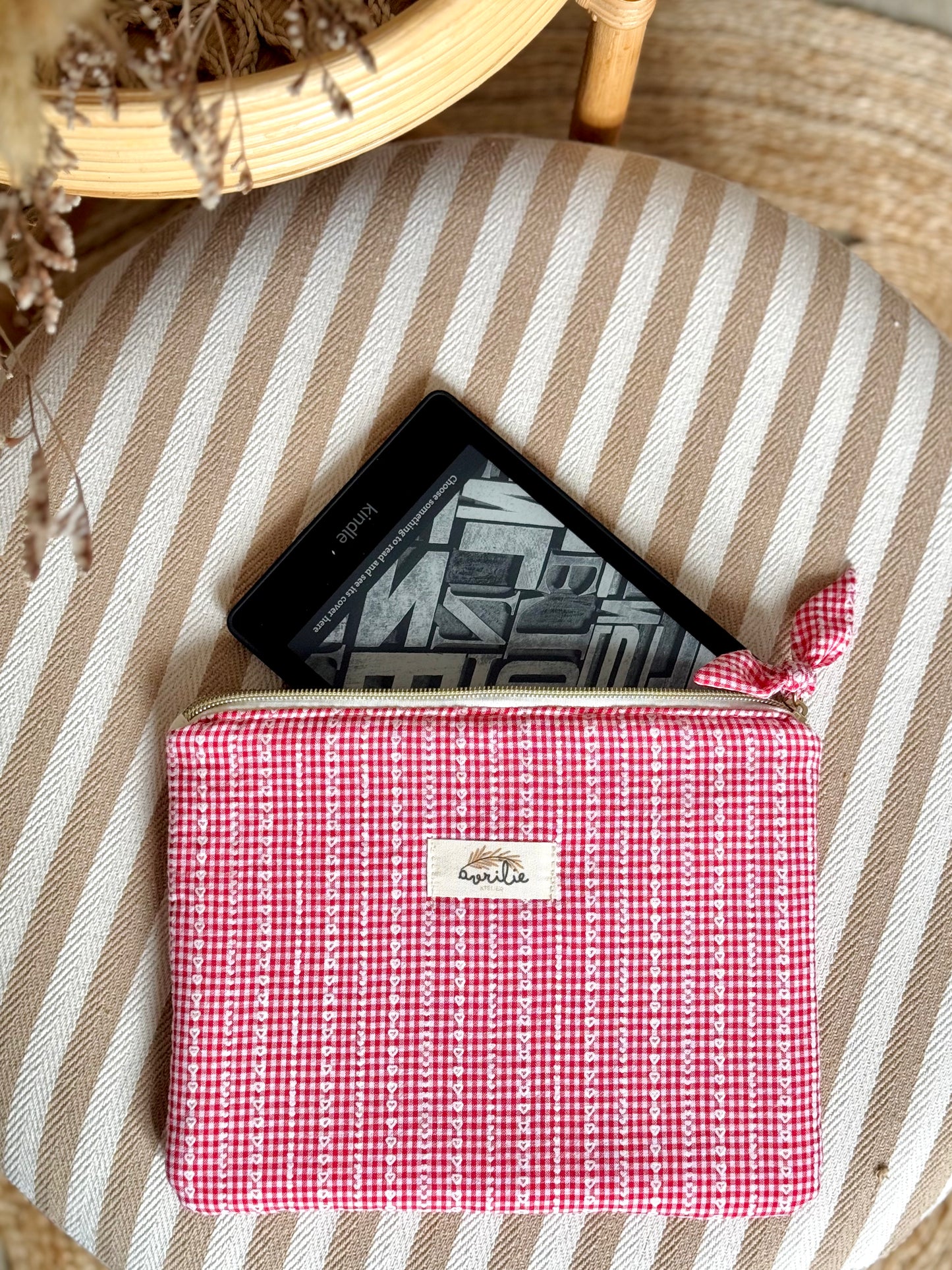 Pochette plate VICHY MINI COEURS