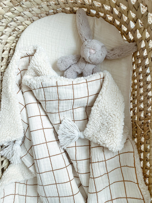 Baby blanket in cotton gauze LARGE CHECKS