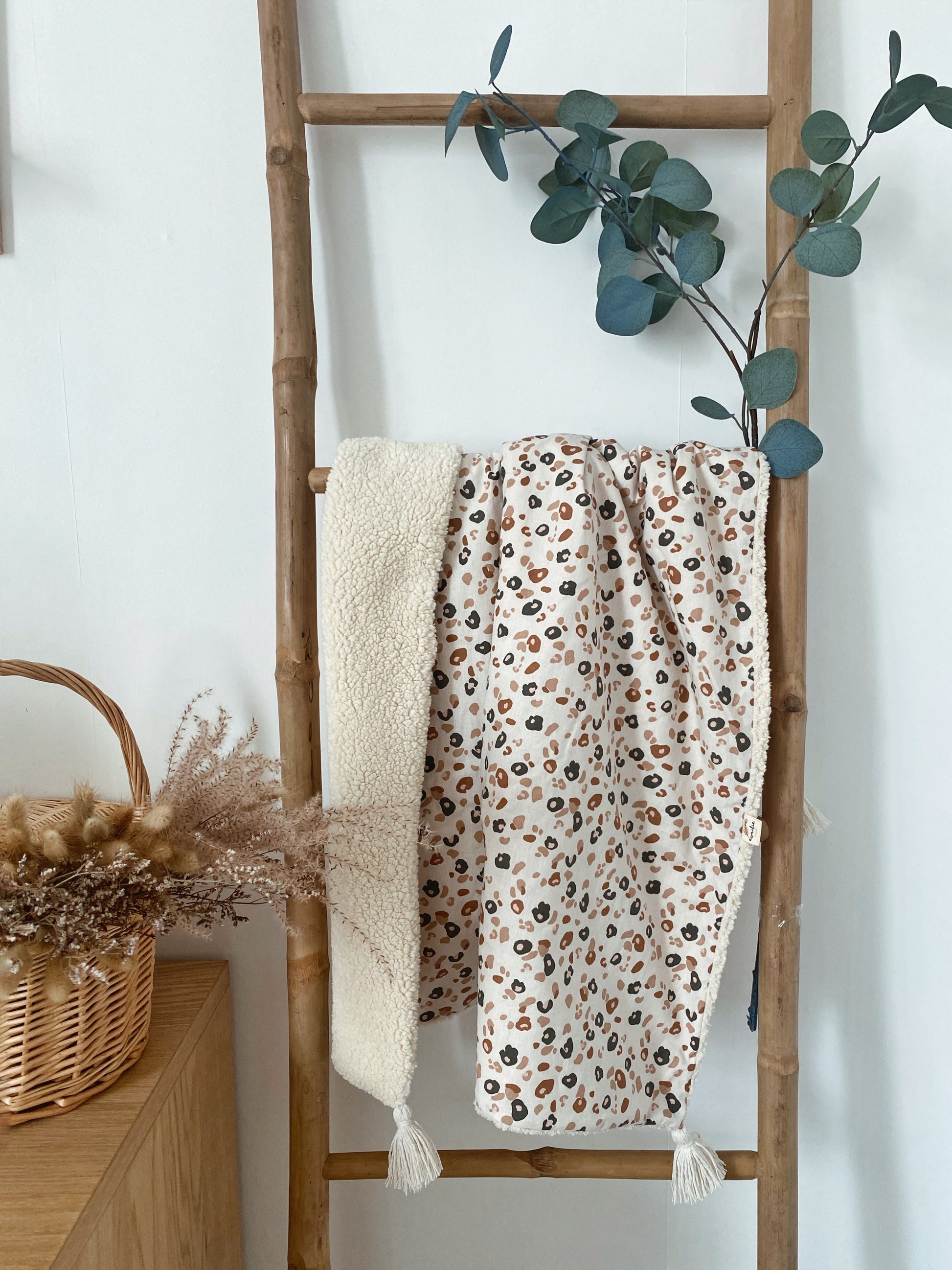 LEOPARD cotton baby blanket 70x90cm Without pompoms