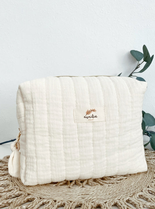 Quilted toiletry bag ECRU