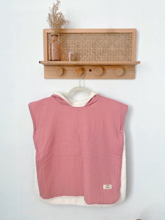 Poncho de bain en gaze de coton ROSE THÉ