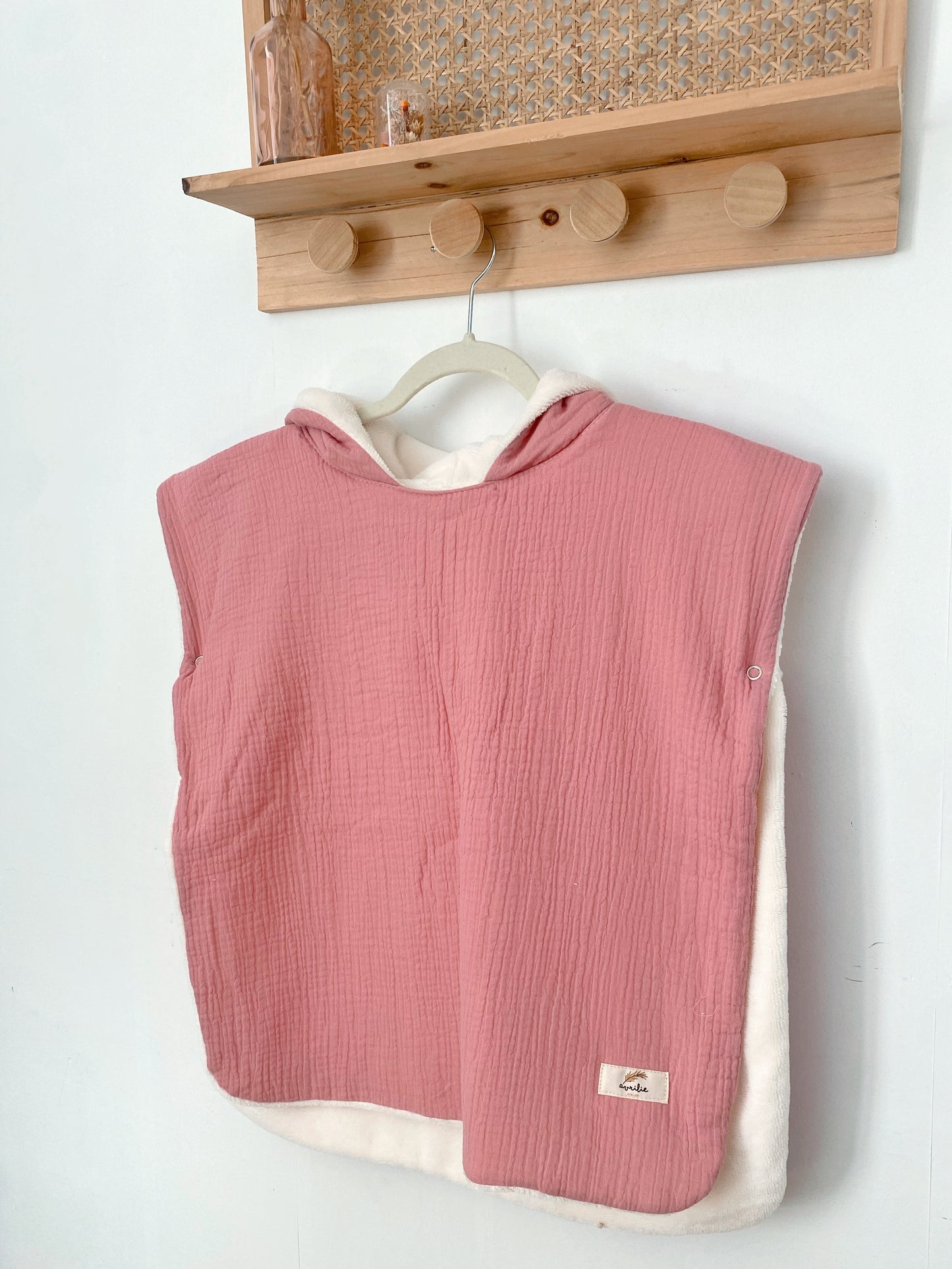 Poncho de bain en gaze de coton ROSE THÉ