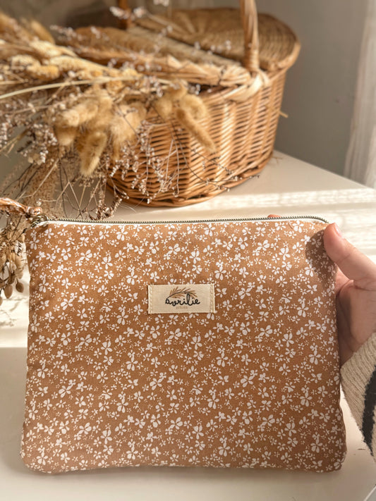Pochette plate en coton FLEURS MUSCADE