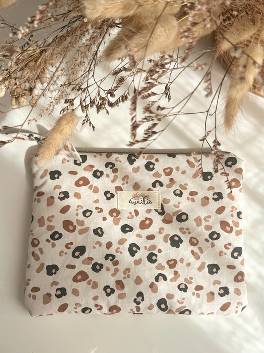 Pochette plate en coton LÉOPARD