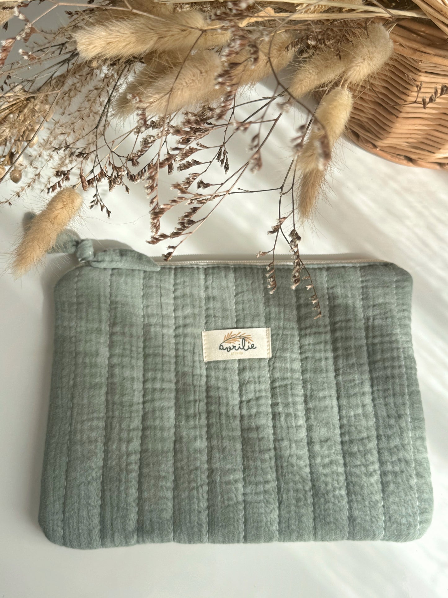 Pochette plate en gaze de coton KAKI