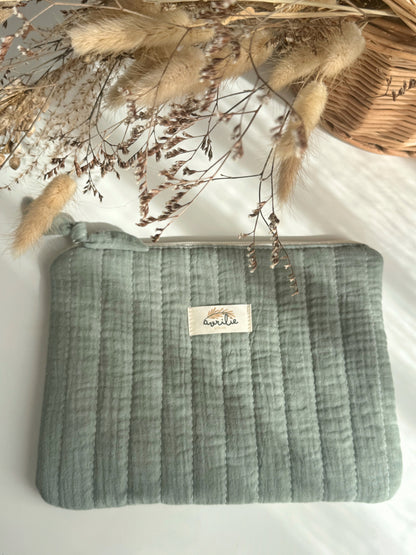 Pochette plate en gaze de coton KAKI