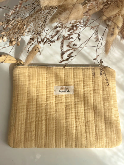 Pochette plate en gaze de coton VANILLE