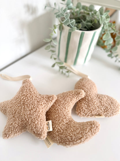 Peluche lune, étoile, cœur en Teddy bouclette OURSON